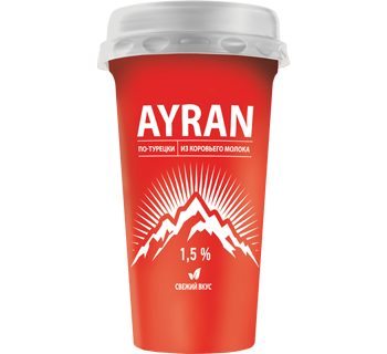 «AYRAN по-турецки» с солью  массовая доля жира 1,5 % 